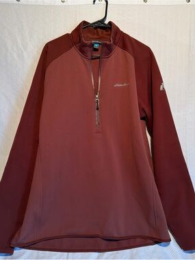 Eddie Bauer Men's Half-Zip Pullover Jacket - Burgundy 2 tone Size TL